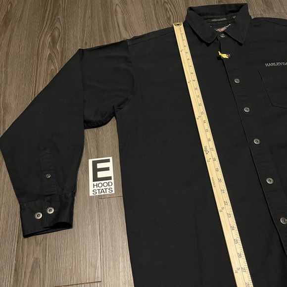 Harley Davidson Black Button Down Long Sleeve Embroidered Logo Mens Size L Shirt - Picture 10 of 17